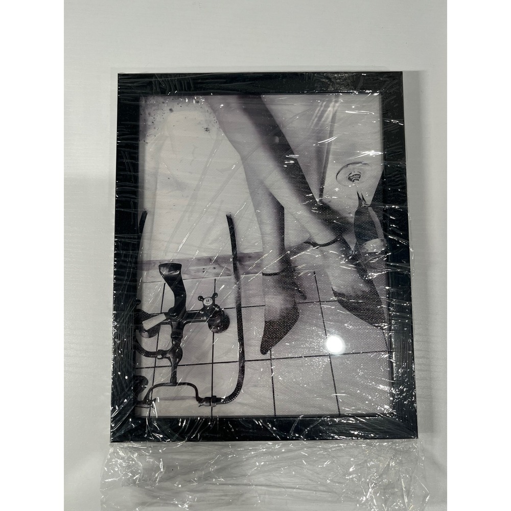 Black Framed Vintage Style Bathtub Legs‎ Heels Wall Art Print